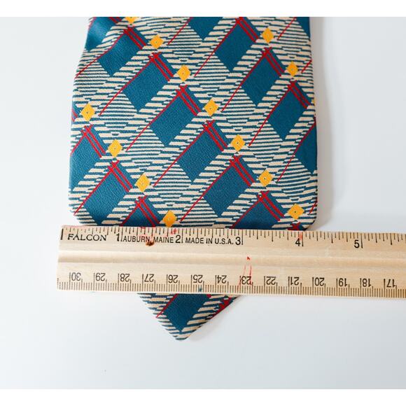 Vintage Dunhill Silk Argyle Striped Tie Luxury Wedding Preppy Business Corporate - Picture 15 of 15